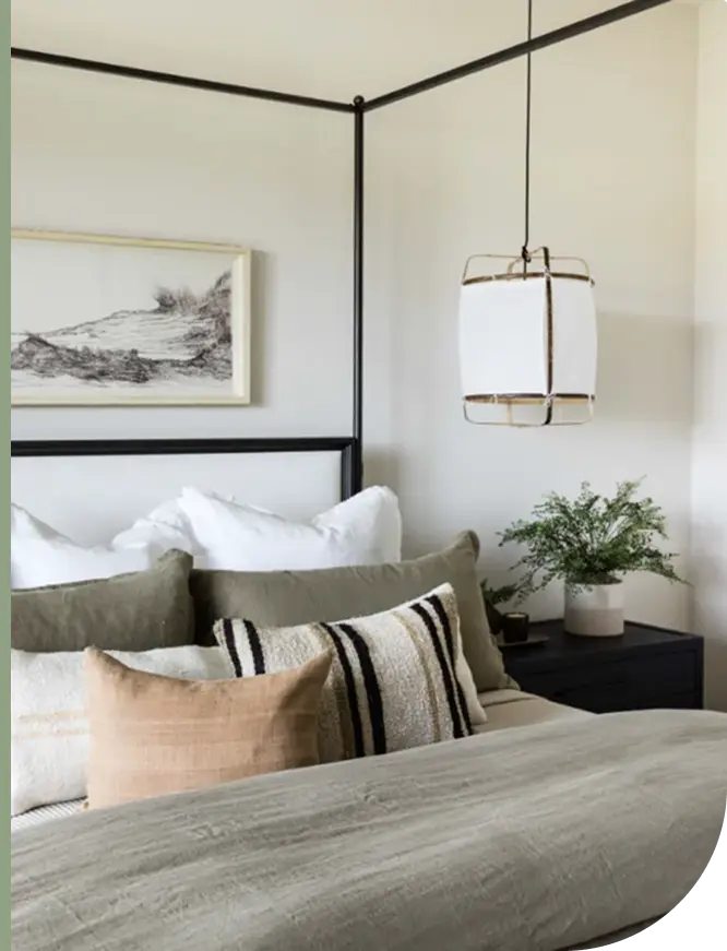 Cozy bedroom with neutral decor